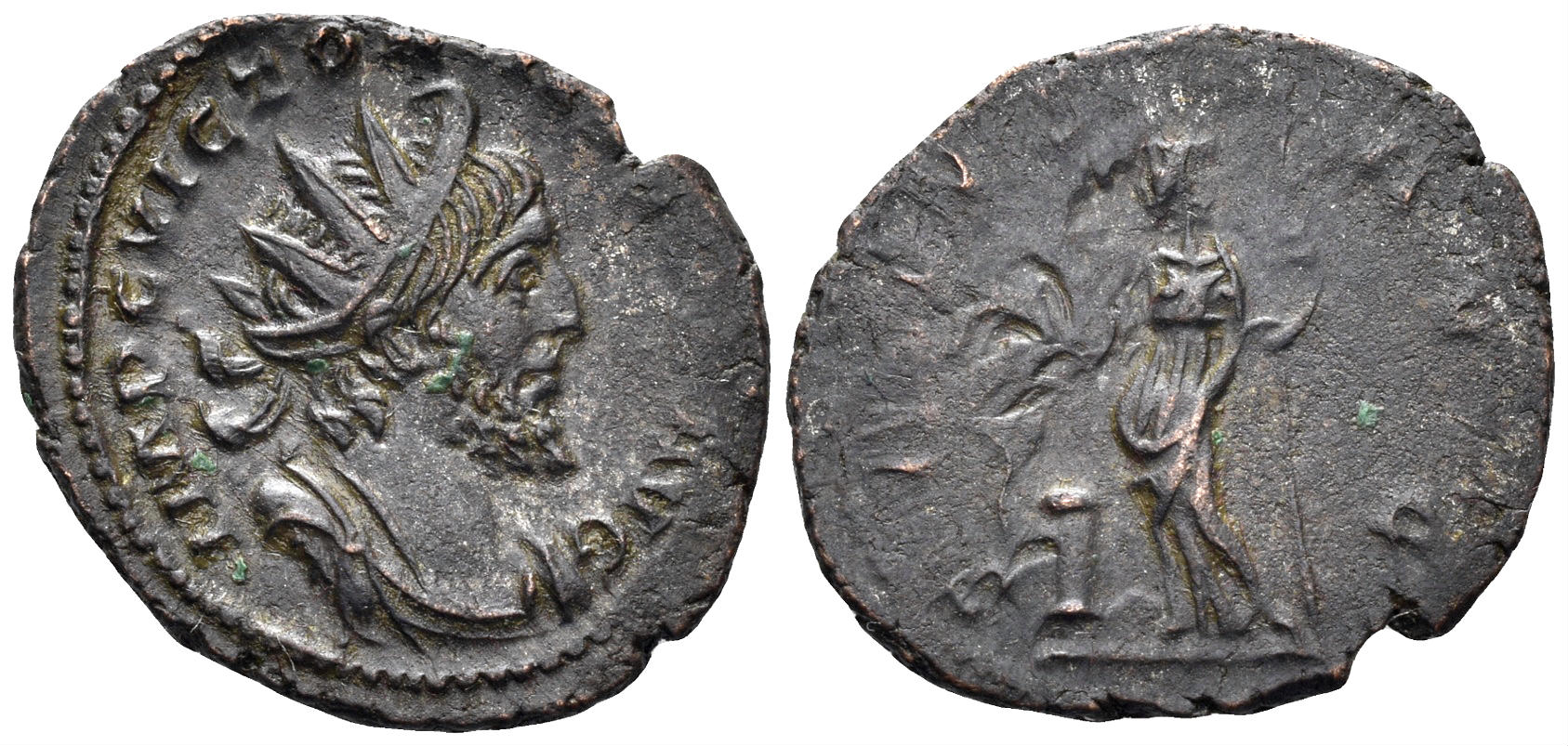 Victorinus. 269-271 AD. AE Antoninianus (2.85g, 21mm). Treveri mint. Struck 271 AD. RIC 71
