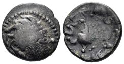 Celtic Eastern Europe. 2nd-1st Centuries BC. AE Drachm (2.50g, 14mm). Imitating Philip II of Macedon. Kapostaler type. Lanz 807