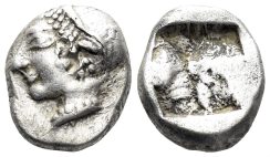 Ionia, Phokaia. Circa 521-478 BC. AR Diobol (1.34g, 10mm). SNG Kayhan 522