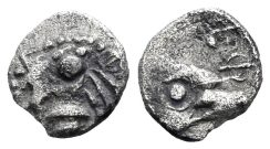 Ionia, Ephesos. Circa 500-420 BC. AR Milesian standard 1/64th Stater (0.16g, 7mm). Klein 370-371