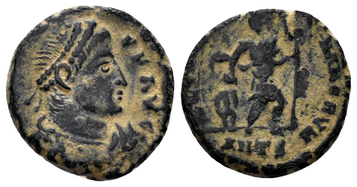 Valens. 364-378 AD. AE3 (2.63g, 16mm). Antioch mint. Struck 364-7 AD. RIC 10b
