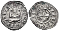 Crusaders, Duchy of Athens. Gui II de La Roche. 1287-1308. BI Denier (0.69g, 20mm). Thebes mint. Metcalf, Crusades 1032-7