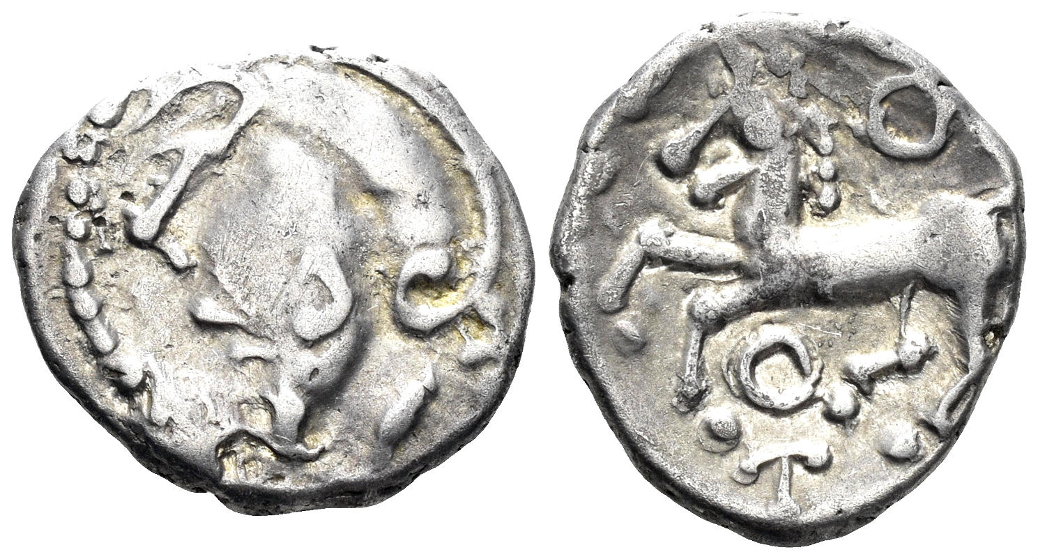 Celtic Central Gaul. Aedui. Circa 80-50 BC. AR Quinarius (1.98g, 16mm). DT 3186