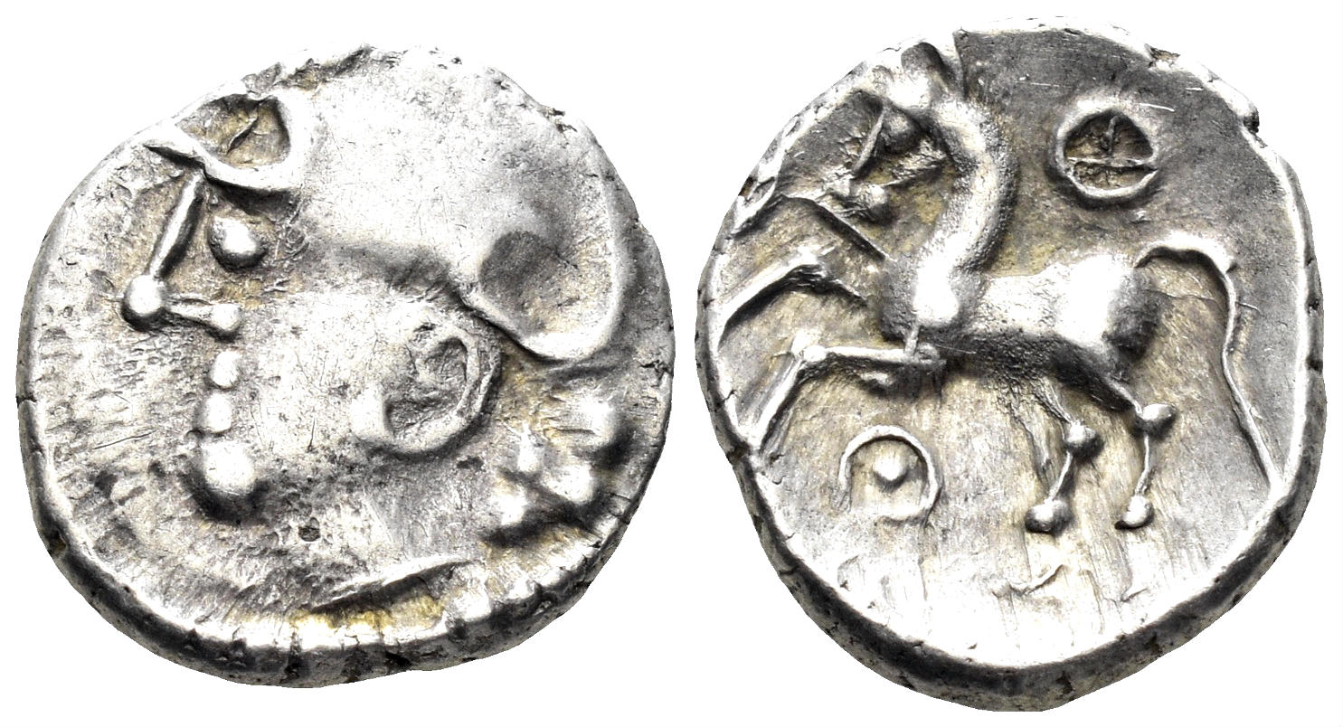 Celtic Central Gaul. Aedui. AR Quinarius (1.99g, 15mm). Circa 80-50 BC. DT 3189