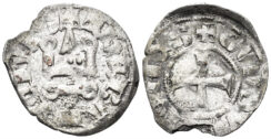 Crusaders, Duchy of Athens. Gui II de La Roche. 1287-1308. BI Denier (0.72g, 19mm). Thebes mint. Metcalf, Crusades 1077