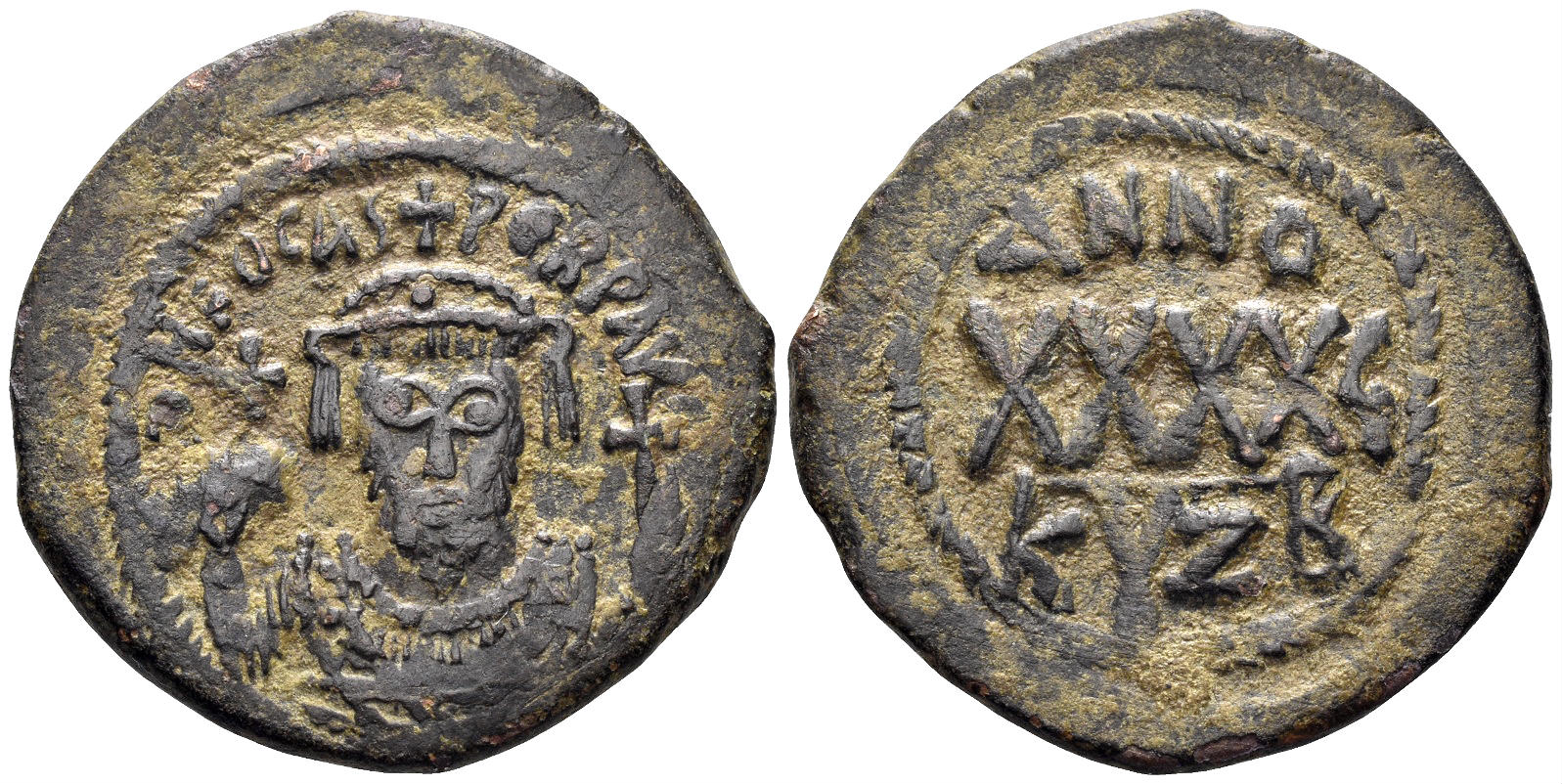Phocas. 602-610. AE Follis (11.16g, 30mm). Cyzicus mint. Dated RY 5 (604/5). SB 640