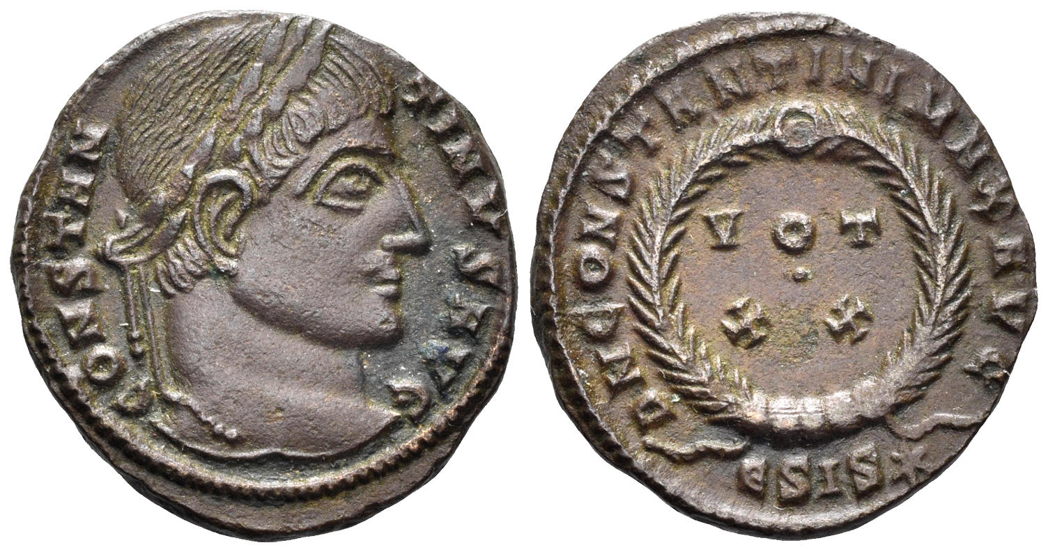 Constantine I 'the Great'. 307-337 AD. AE Follis (2.99g, 18mm). Siscia mint. Struck 320/1 AD. RIC 159