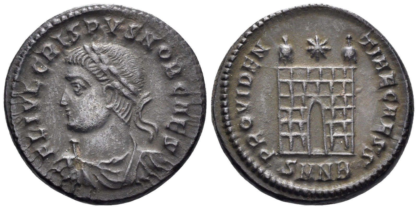 Crispus, Caesar. 316-326 AD. AE Follis (3.33g, 19mm). Nicomedia mint. Struck 324/5 AD. RIC 92