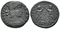 Constans. 337-350 AD. AE Nummus (1.90g, 16mm). Thessalonica mint. Struck 347/8 AD. RIC 105