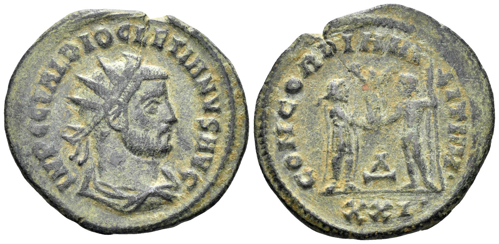 Diocletian. 284-305 AD. AE Radiatus (3.36g, 22mm). Antioch mint. Struck 296 AD. RIC 325