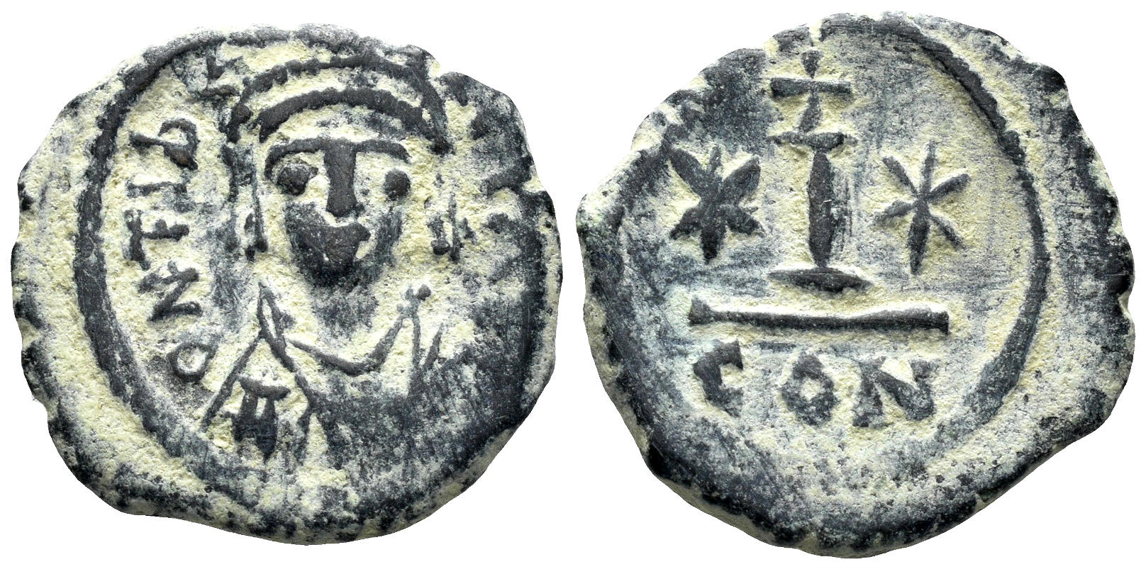 Maurice Tiberius. 582-602. AE Decanummium (3.31g, 19mm). Constantinople mint. SB 498A