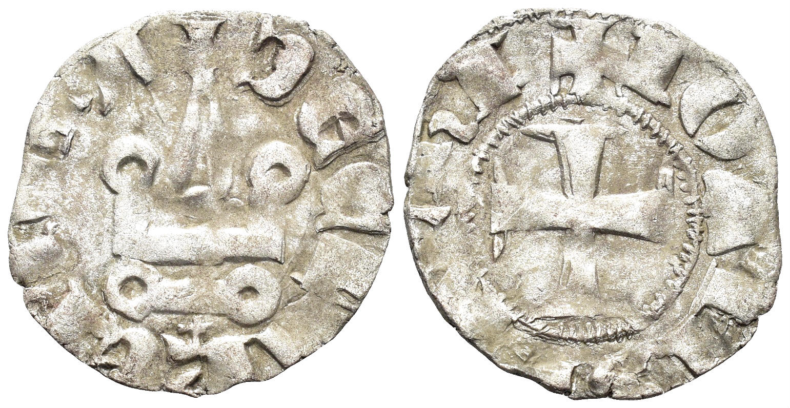 Crusader, Principality of Achaea. Jean de Gravina, 1322-1333. AR Denier (0.84g 18mm). Metcalf, Crusades, 1012ff