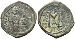 Heraclius, with Heraclius Constantine. 610-641. AE Follis (12.00g, 31mm). Seleucia Isauriae mint. Dated RY 7 (616/7). SB 845