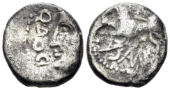 Celtic Northeast Gaul. Sequani. 1st century BC. AR Quinarius (1.78g, 12.5mm). DT 3245-6