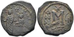 Heraclius, with Heraclius Constantine. 610-641. AE Follis (11.49g, 30mm). Seleucia Isauriae mint. Dated RY 7 (616/7). SB 845