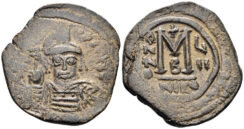 Maurice Tiberius. 582-602. AE Follis (11.81g, 33mm). Nicomedia mint. Dated RY 7 (588/9). SB 512