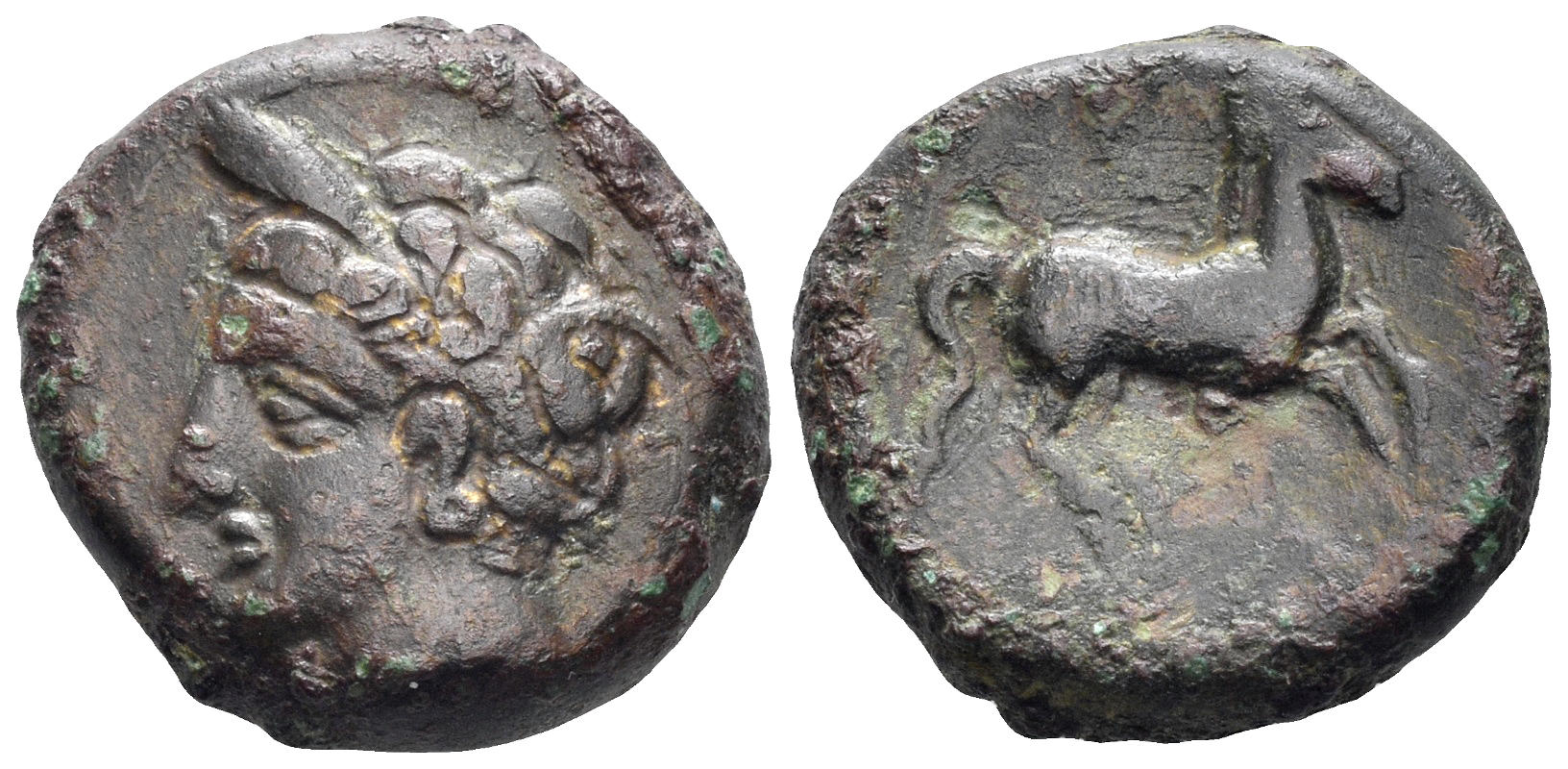 Carthage. Circa 400-350 BC. AE 16mm (5.00g). Uncertain mint in Sicily or Carthage. CNP 126