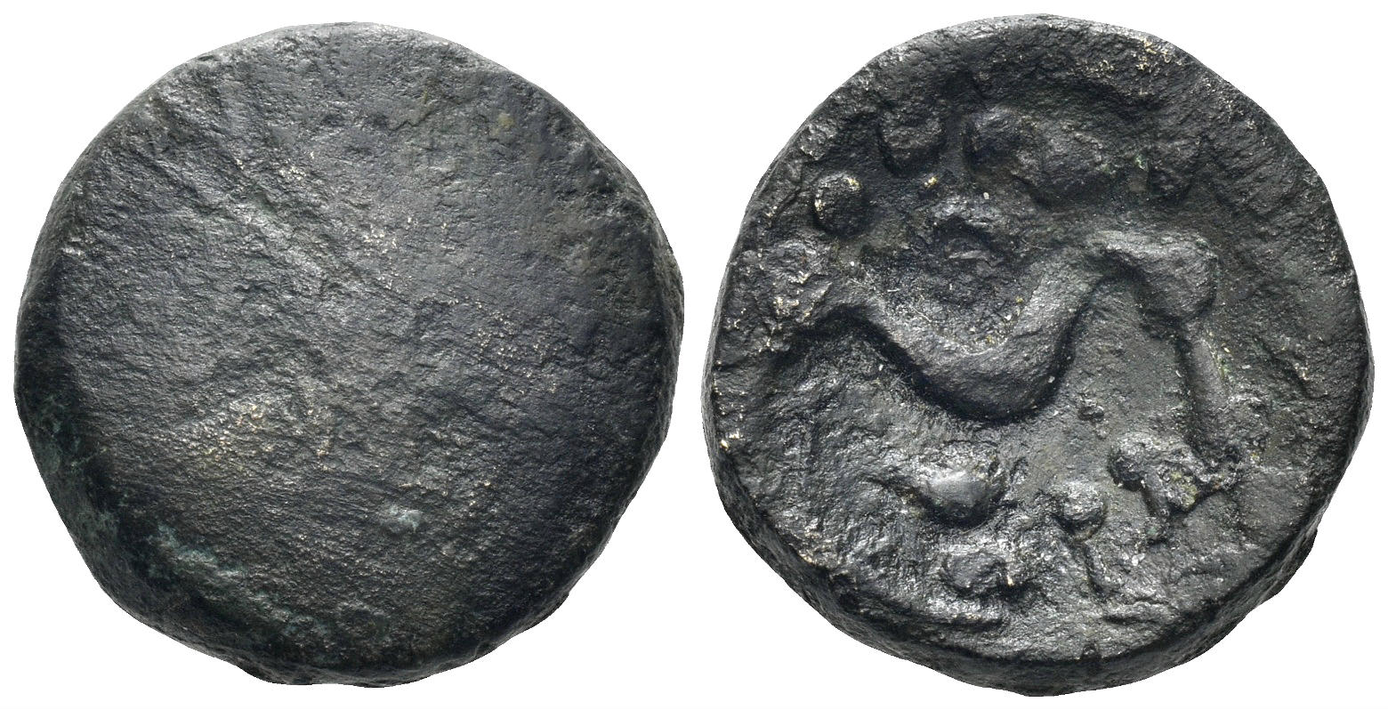 Celtic Northeast Gaul. Ambiani. Circa 58-55 BC. AE (once plated) Stater (6.44g, 17mm). Gallic War issue. D&T 236