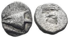 Mysia, Kyzikos. Circa 550-500 BC. AR Obol (0.97g, 9.5mm). Rosen 514
