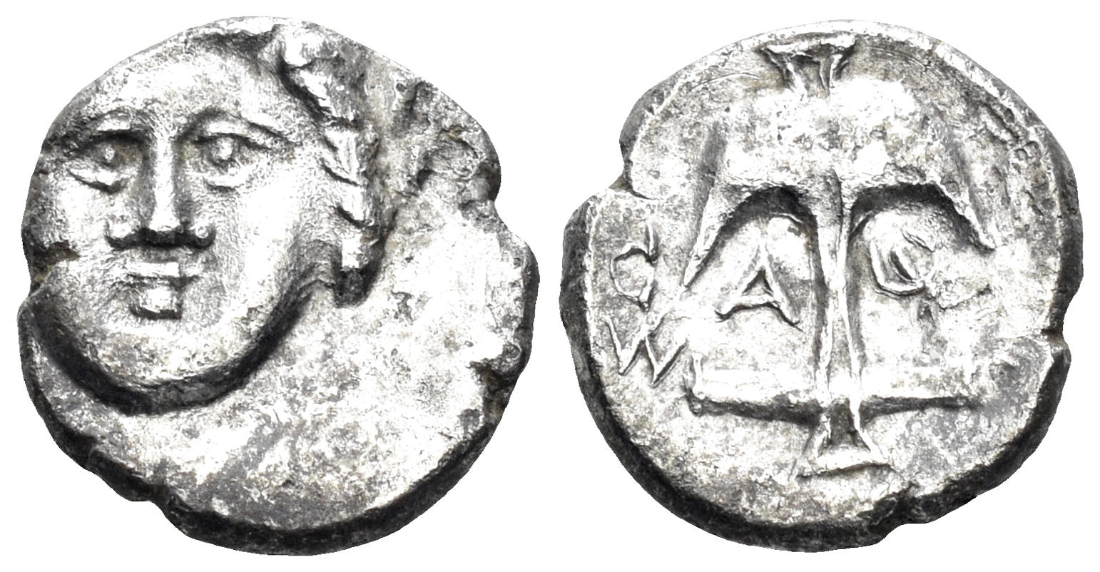Thrace, Apollonia Pontika. Circa 450-400 BC. AR Diobol (1.23g, 11mm). SNG Stancomb 47