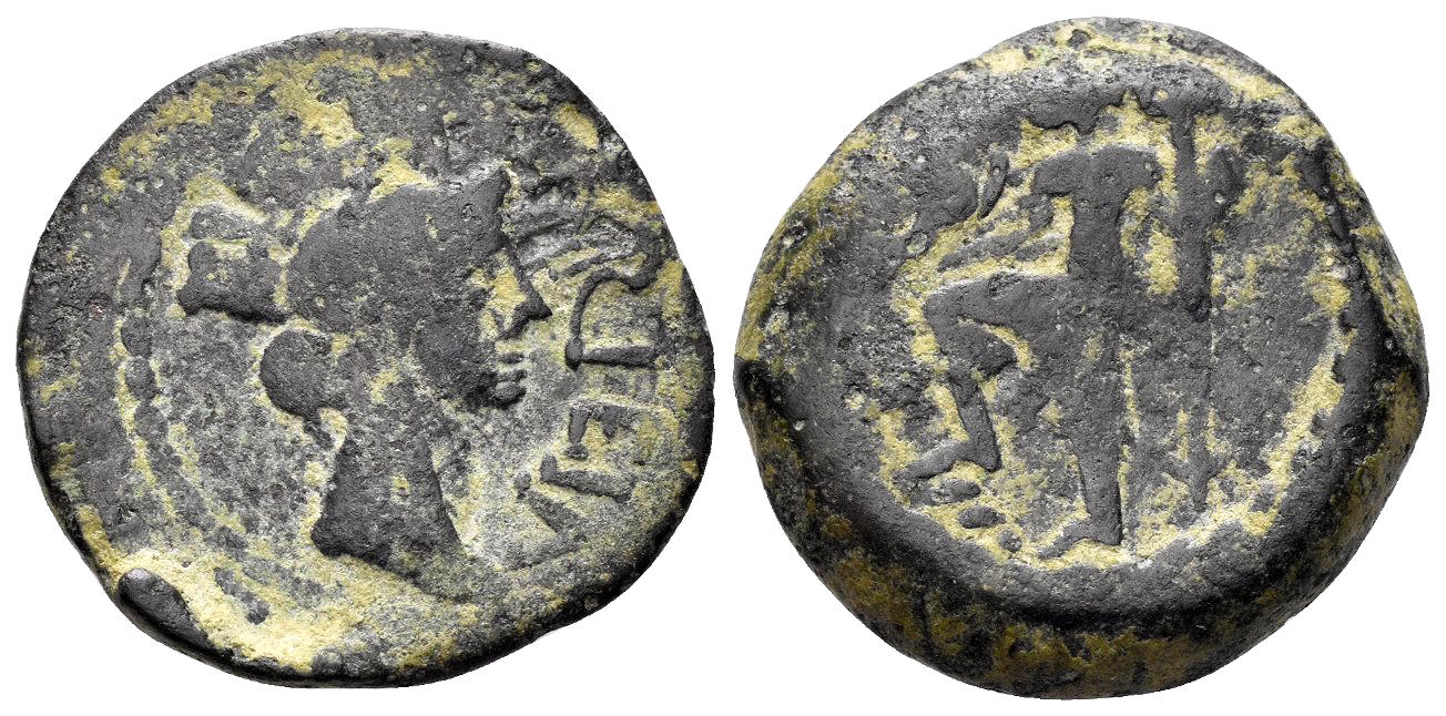 Hispania, Carteia. Augustus period. 27 BC.-14 AD. AE Semis (8.82 gm, 23mm). Cadiz mint. RPC 122