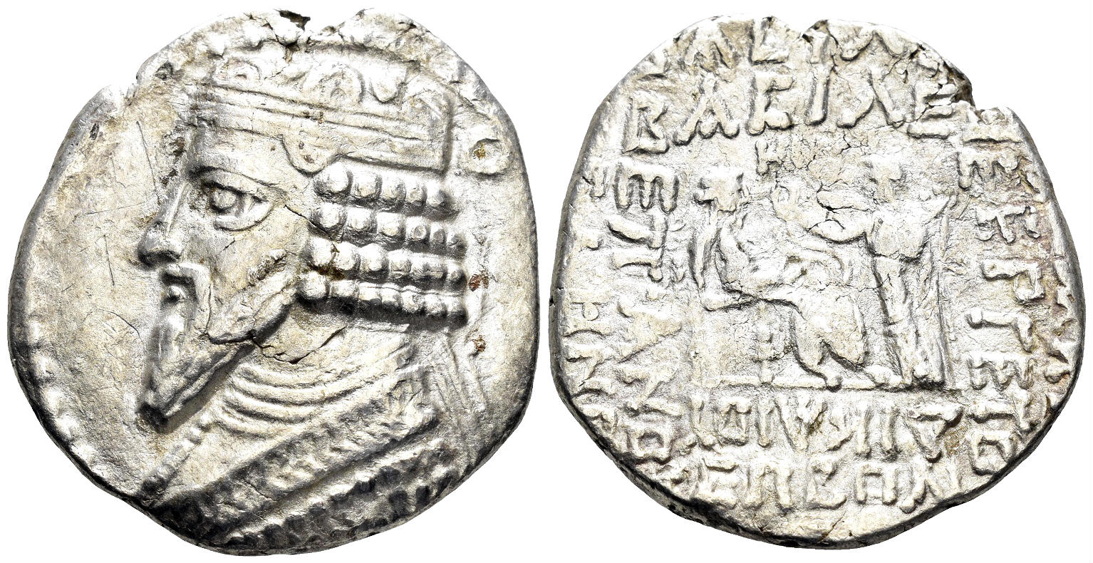 Parthian Kingdom. Gotarzes II. Circa 40-51 AD. AR Tetradrachm (13.42g, 29mm). Seleukeia on the Tigris. Dated Hyperberetaios SE 358 (September, 47 AD). Sellwood 65.8-17