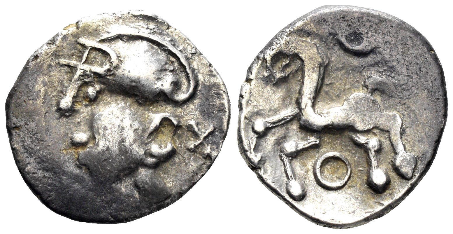 Central Gaul, Aedui. Circa 80-50 BC. AR Quinarius (1.95g, 15mm). D&T 3189