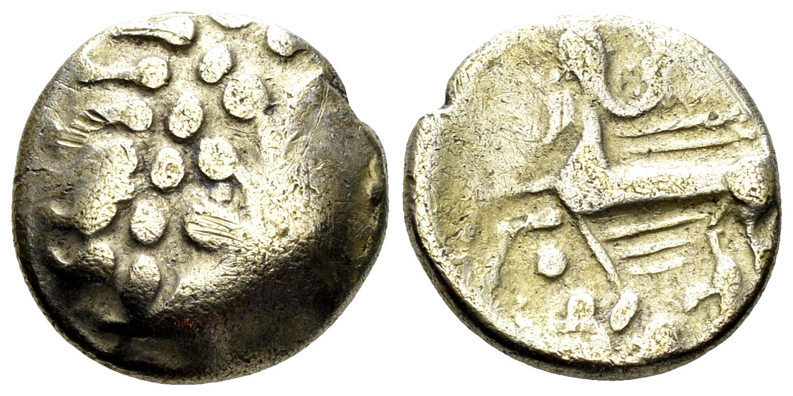 Northwest Gaul, Senones. Circa 100-50 BC. EL ¼ Stater (1.70g, 11mm). DT S2351A