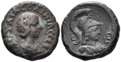 Egypt, Alexandria. Julia Soaemias. Augusta. 218-222 AD. Potin Tetradrachm (12.12g, 23.5mm). Dated RY 5 of Elagabalus (221/2 AD). RPC VI 10173