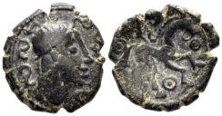 Celtic Northeast Gaul. Ambiani. Circa 50-30 BC. AE 15mm (2.52g). DT 356