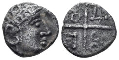 Celtic Northeast Gaul. Sequani. 1st Century BC. Circa 80-50 BC. AR Hemiobol (0.43g, 8mm). Imitating Massalia. LT 2172