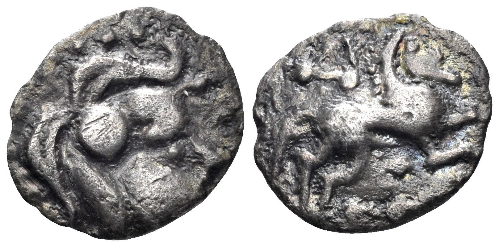 Celtic Northwest Gaul. Aulerci Cenomani. Circa 100-50 BC. AR Quinarius (0.62g, 12.5mm). DT II, pl. XV, 2366
