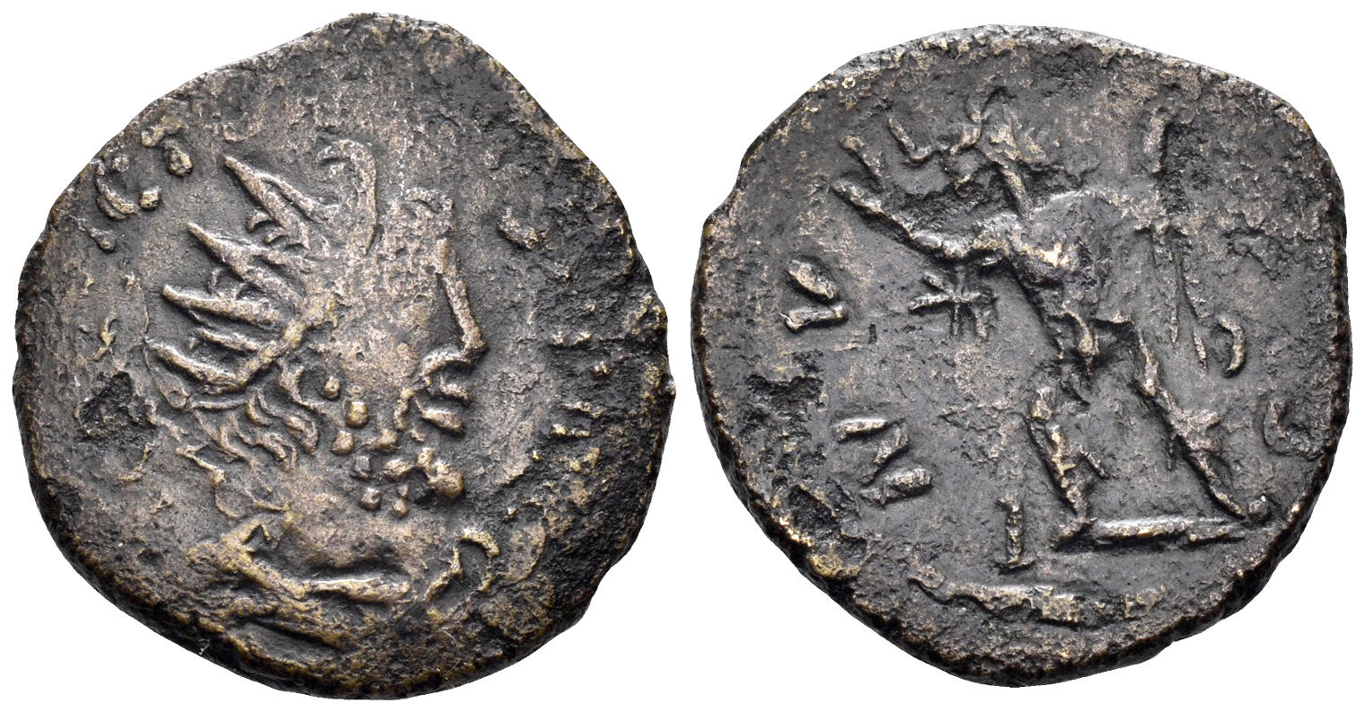Victorinus. Late 3rd AD-4th century AD. AE ‘Barbarous’ Radiate (3.90g, 19mm). Sol standing