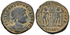 Constantius II, as Caesar. 337-361 AD. AE Follis (2.73g, 18mm). Antioch mint. Struck 330-333/ 335 AD. RIC 88