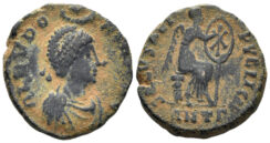 Aelia Eudoxia, Augusta. 400-404 AD. AE3 (2.72g, 16mm). Antioch mint. Struck 401-3 AD. RIC 104
