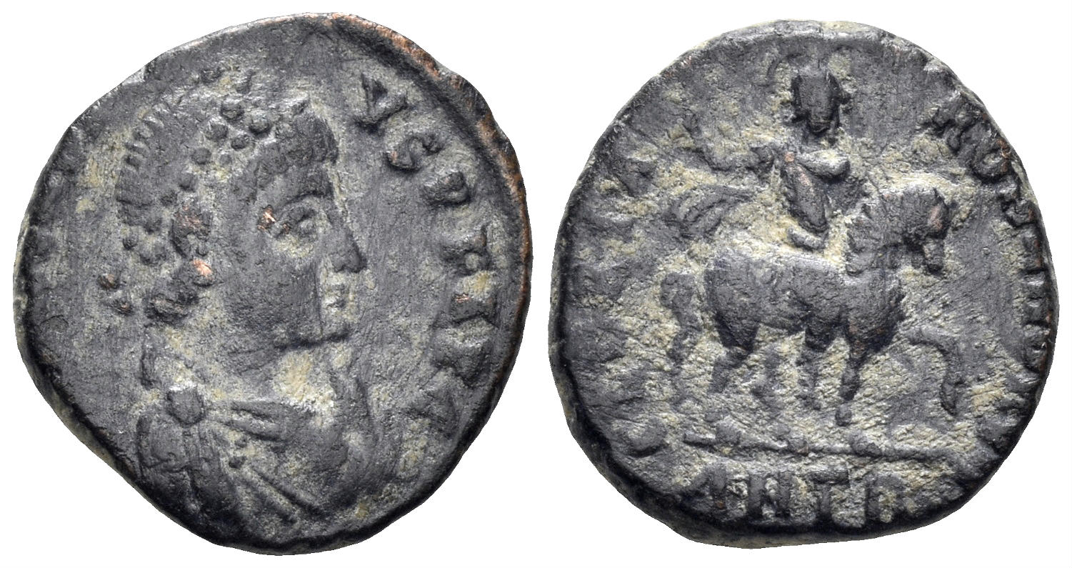 Theodosius I the Great. 379-395 AD. AE3 (2.28g, 14mm). Antioch mint. Struck 392-5 AD. RIC 69a