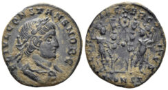 Constans, as Caesar. 333-337 AD. AE Follis (2.11g, 17mm). Arelate mint. Struck 333/4 AD. RIC 378