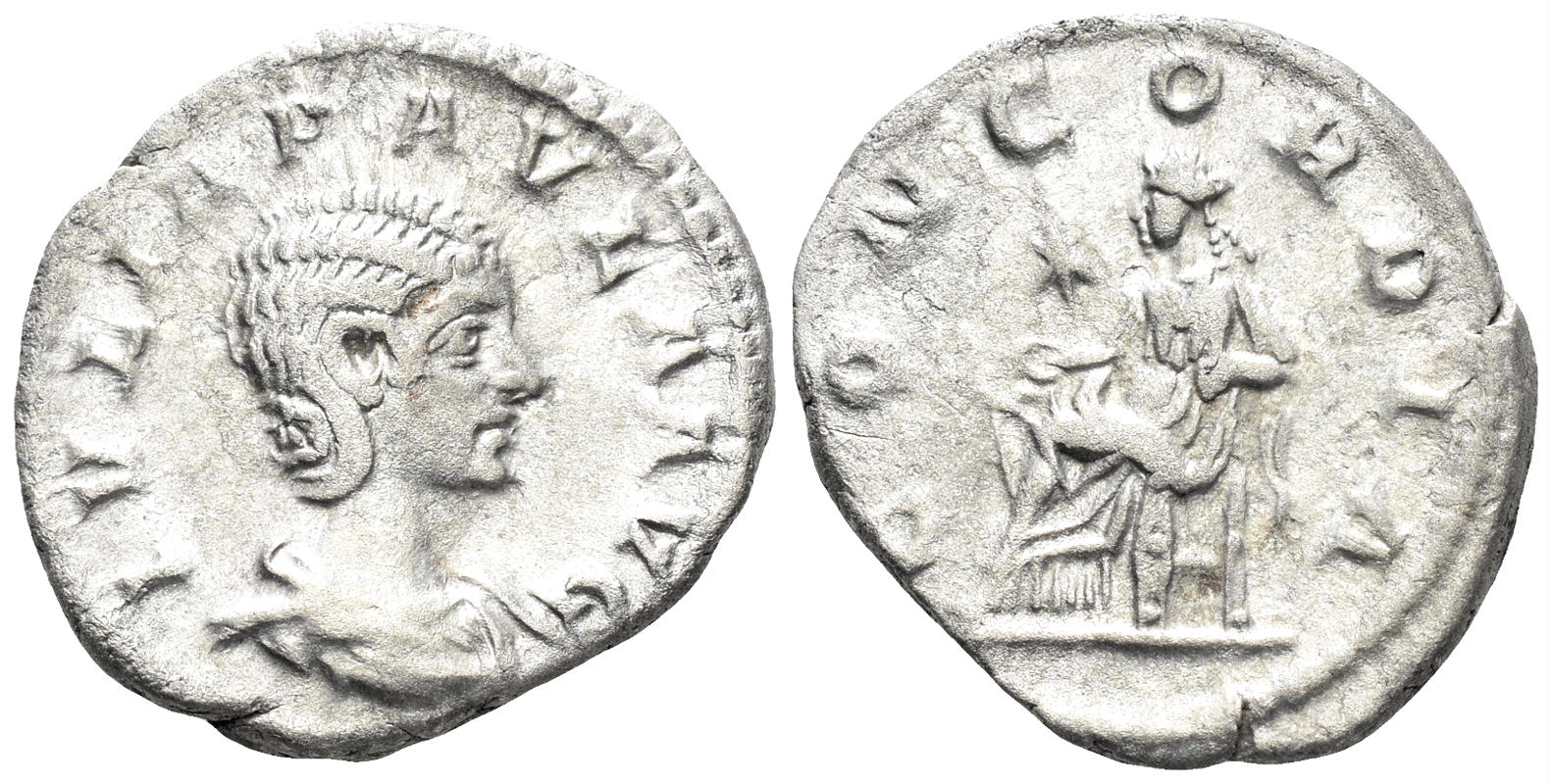 Julia Paula, Augusta. 219-220 AD. AR Denarius (2.89g, 11mm). Rome mint. Struck 220 AD. RIC 211