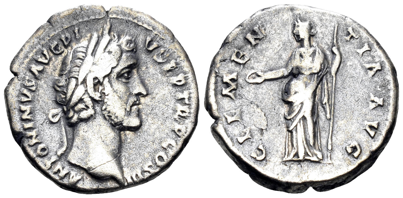 Antoninus Pius. 138-161 AD. AR Denarius (3.41g, 18mm). Rome mint. Struck 140-3 AD. RIC 64