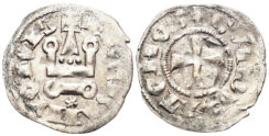 Crusaders, Duchy of Athens. Gui II de La Roche. 1287-1308. BI Denier (0.86g, 20mm). Thebes mint. Metcalf, Crusades 1032-7