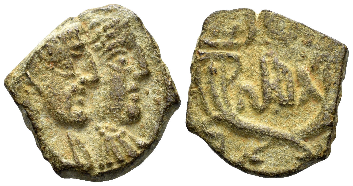 Nabataean Kingdom. Rabbel II, with Gamilat, 70-106 AD. AE 16mm (2.50g). Petra mint. Circa 88-106 AD. Meshorer, Nabataea 163