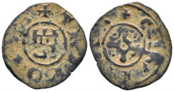 Crusaders, County of Tripoli. Bohémond V. 1233-1252. AE Pougeoise (0.72g, 16.5mm). Tripoli mint. CCS 21