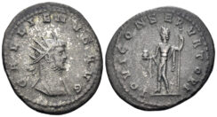 Gallienus. 253-268 AD. AE Silvered Antoninianus (3.41g, 22mm). Antioch mint. Struck 266-8 AD. RIC 641