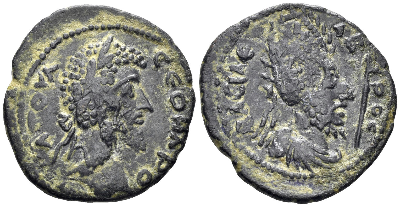 Mesopotamia, Edessa. Septimius Severus. 193-211 AD, with Abgar VIII. AE 25mm (5.86g). BMC 14-26