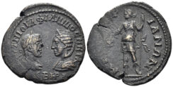 Thrace, Mesembria. Philip I Arabs, with Otacilia Severa. 244-249 AD. AE Tetrassarion (11.00g, 27mm). Varbanov 4237-8 var. (obv. legend)