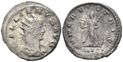 Gallienus. 253-268 AD. AE Silvered Antoninianus (3.35g, 21mm). Antioch mint. Struck 266 AD. RIC 621 var.