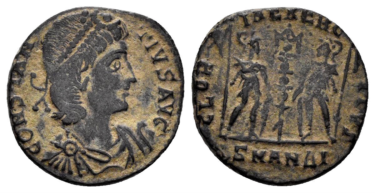Constantius II. 337-361 AD. AE Follis (1.38g, 14mm). Antioch mint. Struck 337-41 AD. LRBC 1385