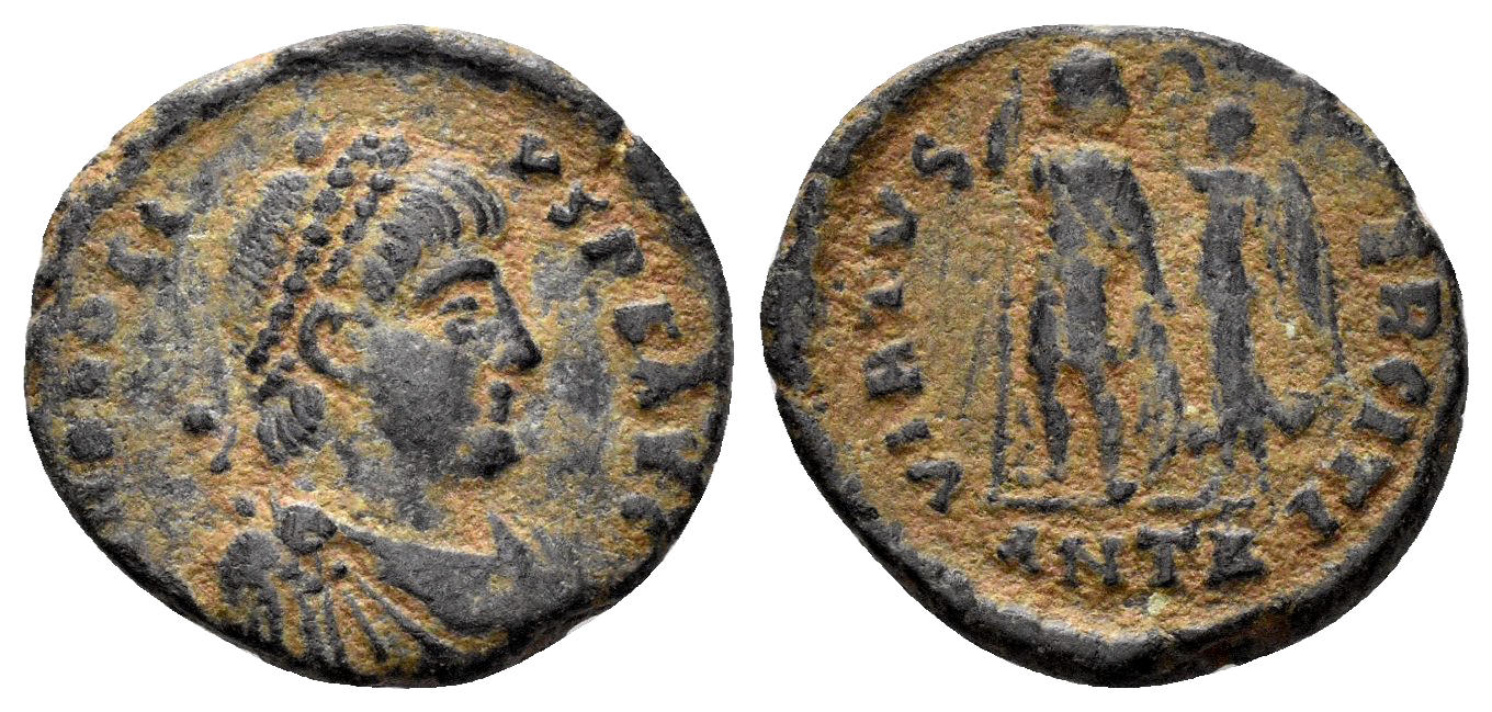 Honorius. 393-423 AD. AE3 (2.14g, 16mm). Antioch mint. Struck 408-20 AD. LRBC 2793