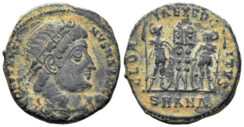 Constantine I ‘the Great’. 307-337 AD. AE Follis (2.79g, 17mm). Antioch mint. Struck 330-3 AD. RIC 85