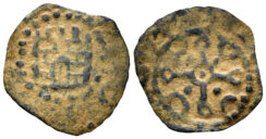 Crusaders. County of Tripoli. Raymond III. 1152-1187. AE Pougeoise (0.41g, 14mm). Type 1a. Tripolis (Tripoli) mint. Struck circa 1173-87. Metcalf, Crusades 523-4